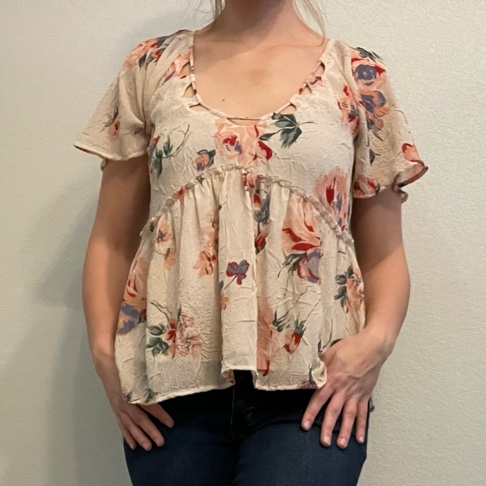 Lucky Brand, floral, sliming, size small blouse - Picture 1 of 7